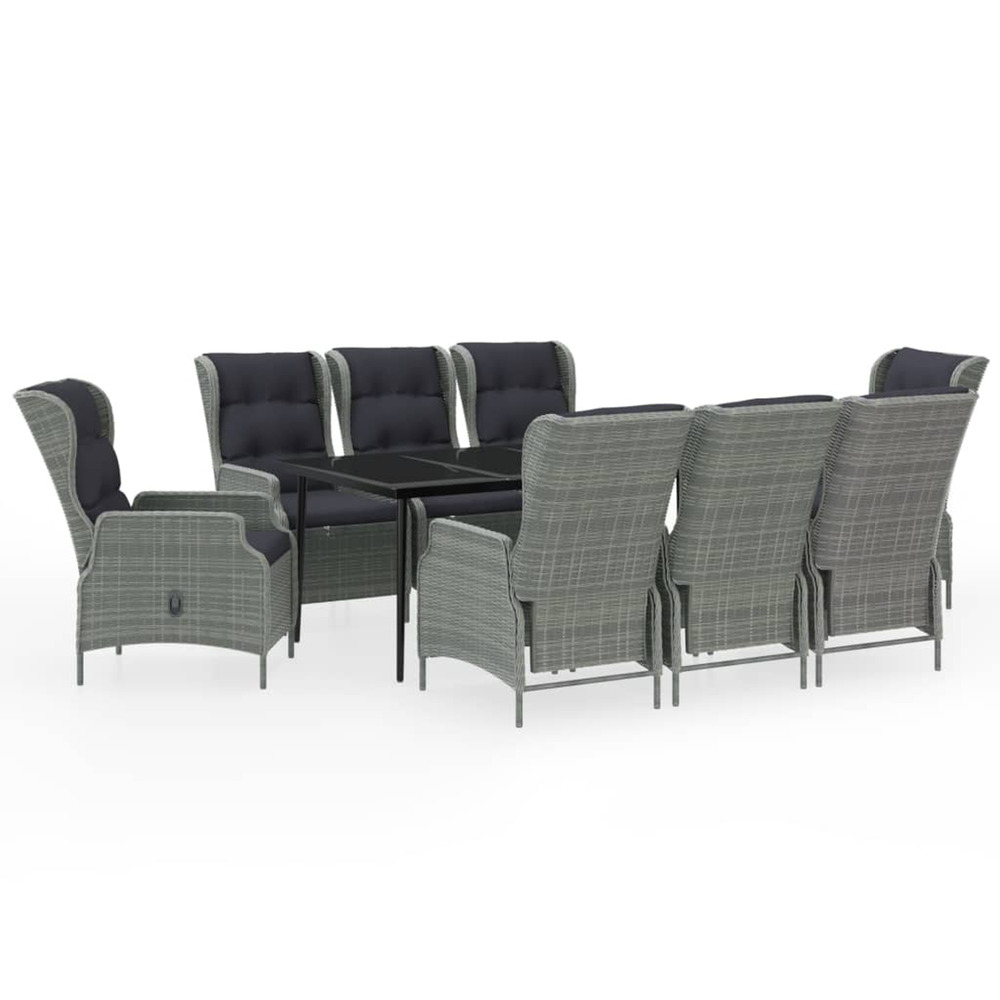 Ensemble à manger de jardin 9 pcs gris clair