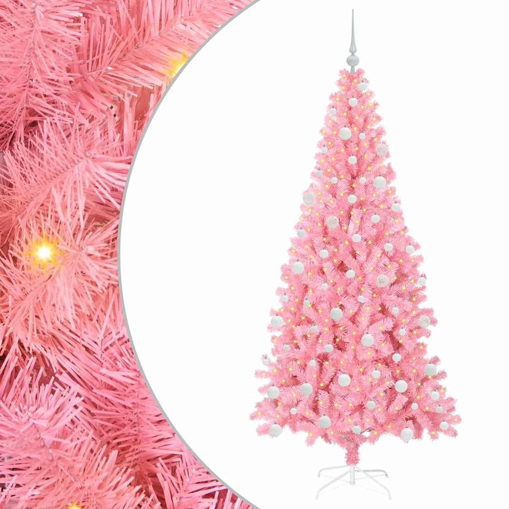 Sapin de noël avec 300 led avec support rose 180 cm pvc