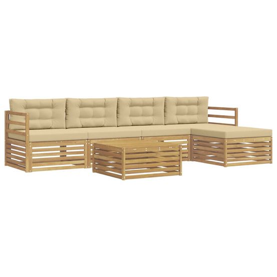 Ensemble de canapés d'extérieur 6 pc blanc et beige polyester