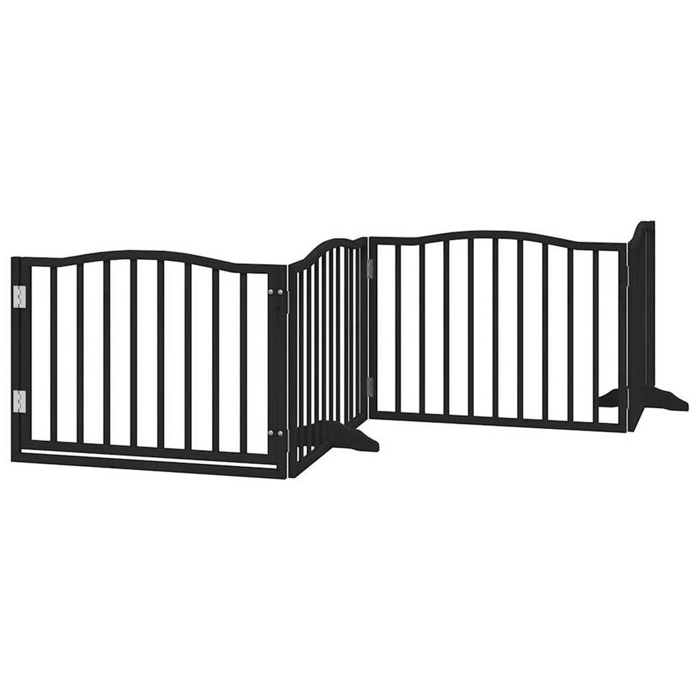 Porte pour chien pliable à 4 panneaux, noire, 320 cm, bois de peuplier