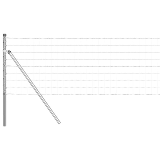 Clôture avec poteaux argent 0.6 x 50 m acier