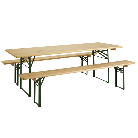 Table de jardin et bancs pliants 6 à 8 personnes - brasseurs