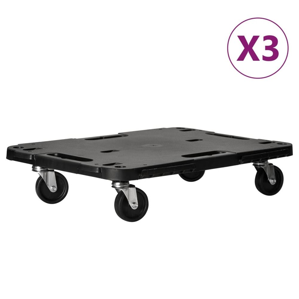 Chariots de transport 3 pcs noir 58x38x12 cm polypropylène