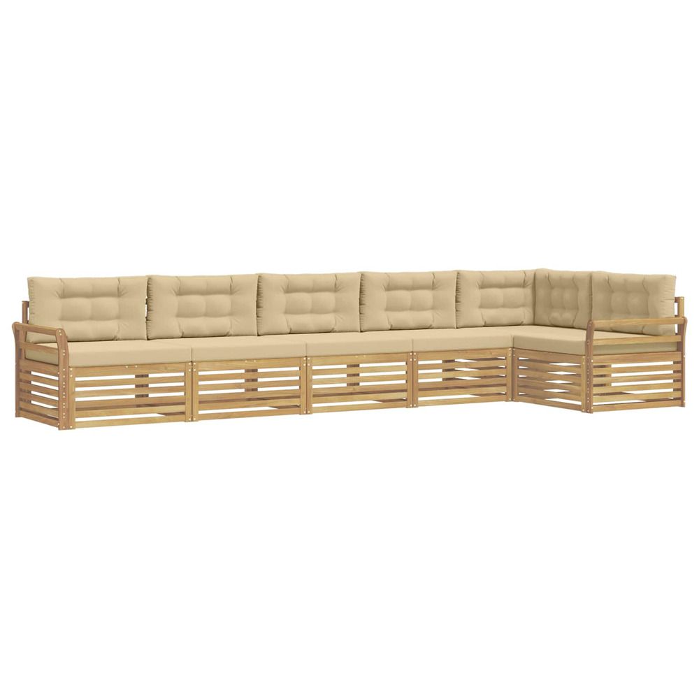 Ensemble de canapés d'extérieur 6 pc blanc et beige polyester