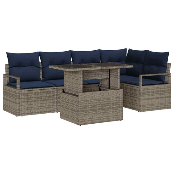 Ensemble de canapé de jardin 6 pcs gris et bleu marine