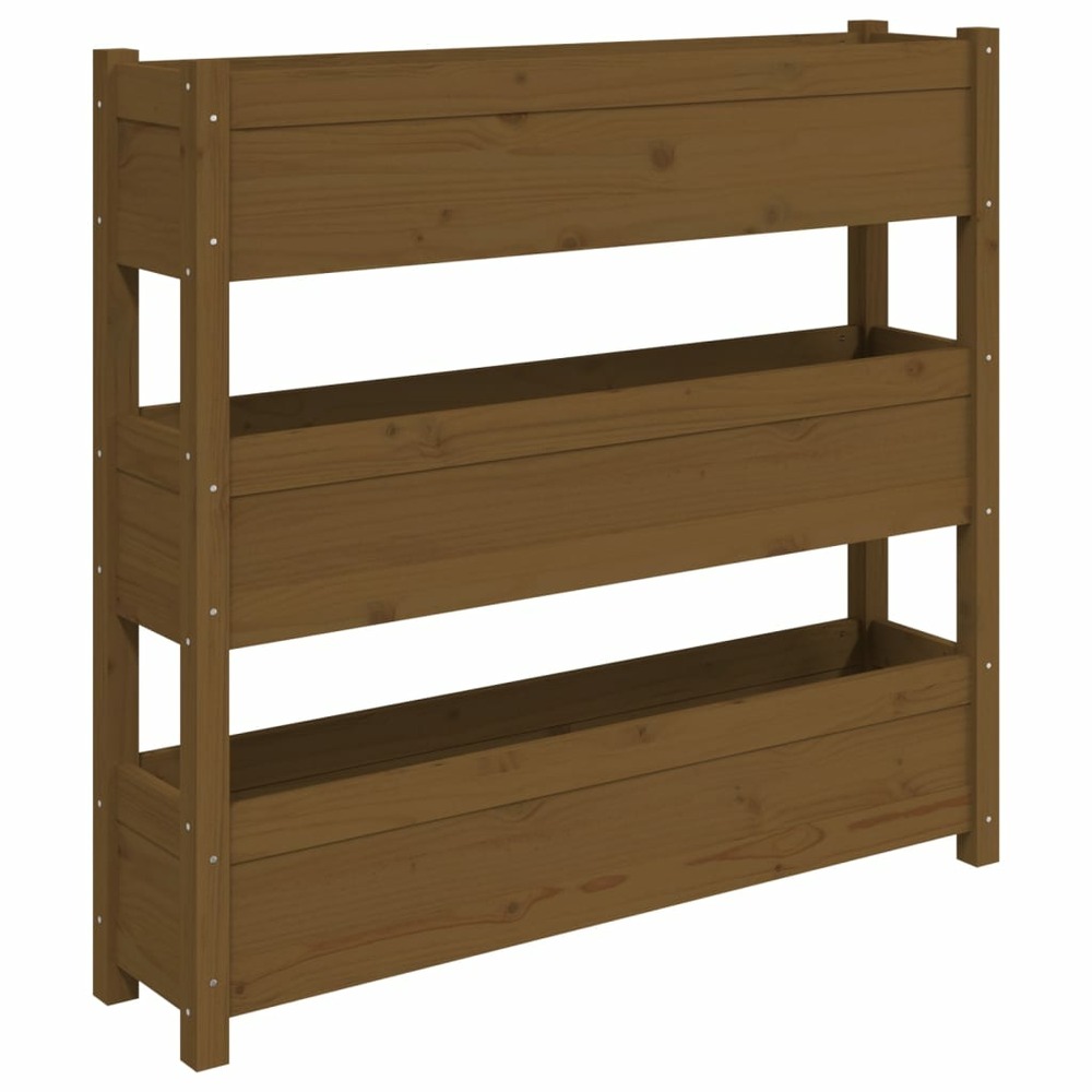 Jardinière marron miel 112x25x104,5 cm bois massif de pin