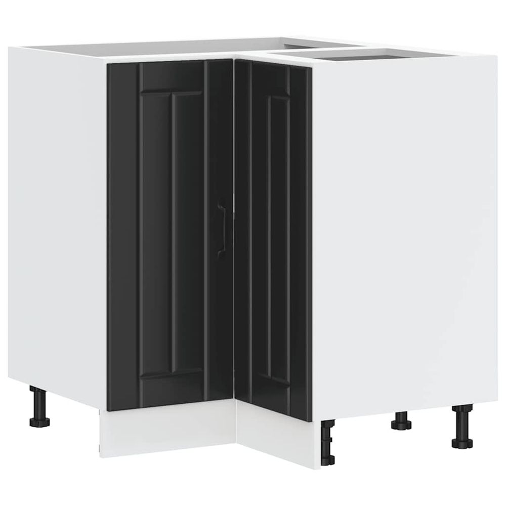 Armoire d'angle de cuisine lucca noir bois d'ingénierie