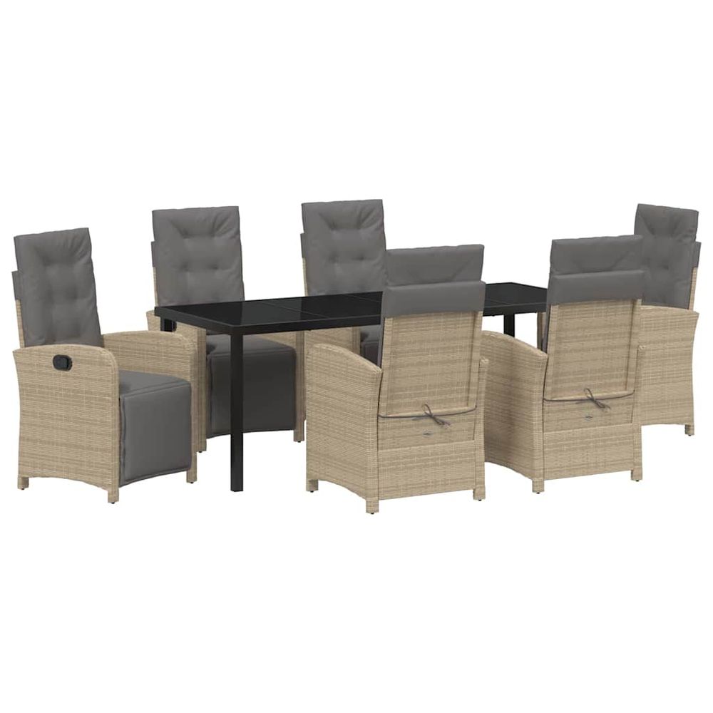 Ensemble de salle à manger pour jardin 7 pc beige polyrotin