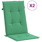 Coussins de chaise de jardin à dossier haut lot de 2 vert tissu
