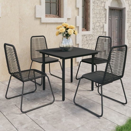 Ensemble à manger de jardin 5 pcs pvc résine tressée noir