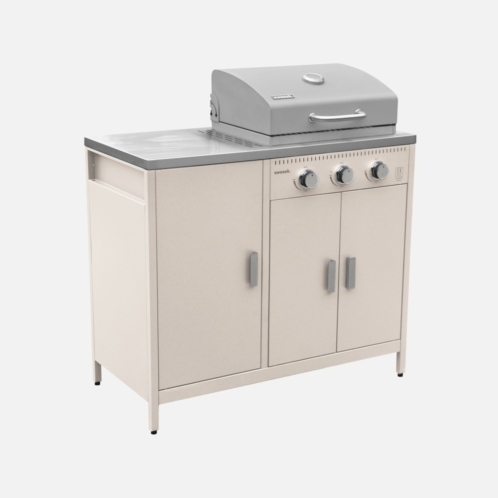 Barbecue gaz 3 brûleurs, 3 portes et 2 espaces de rangement