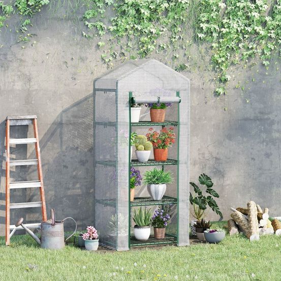 Serre de balcon 4 étages acier pe transparent 70 x 50 x 160 cm semis culture protégée - comfortxl outdoor living
