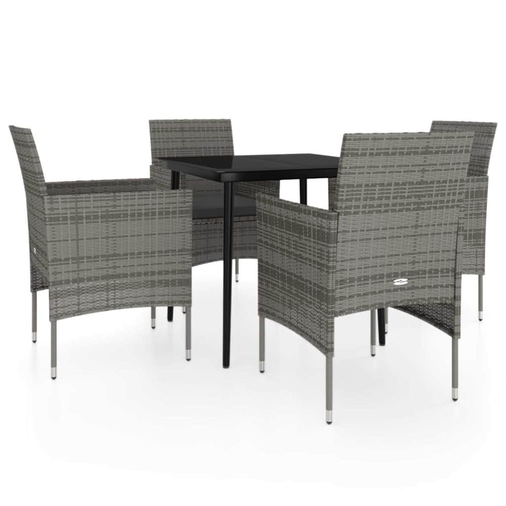 Ensemble à manger de jardin et coussins 5pcs gris/noir