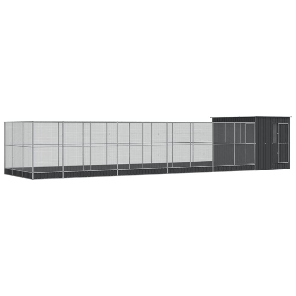 Volière avec extension argenté 1118x303x216 cm acier