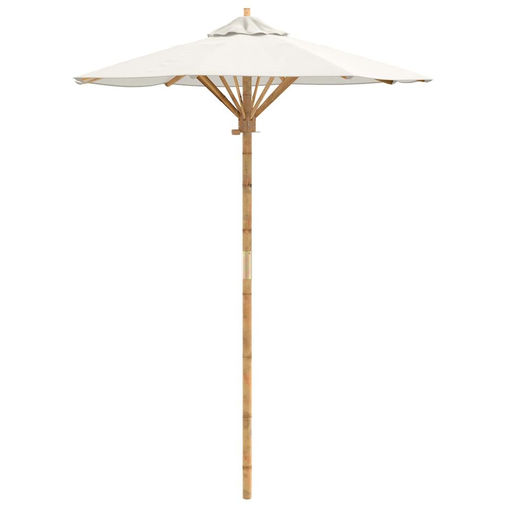 Parasol de jardin rond ø 150 x 210 cm bambou crème blanc
