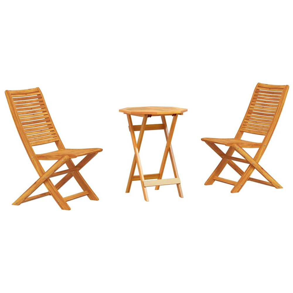Ensemble bistro pliant 3 pcs marron bois d'acacia massif