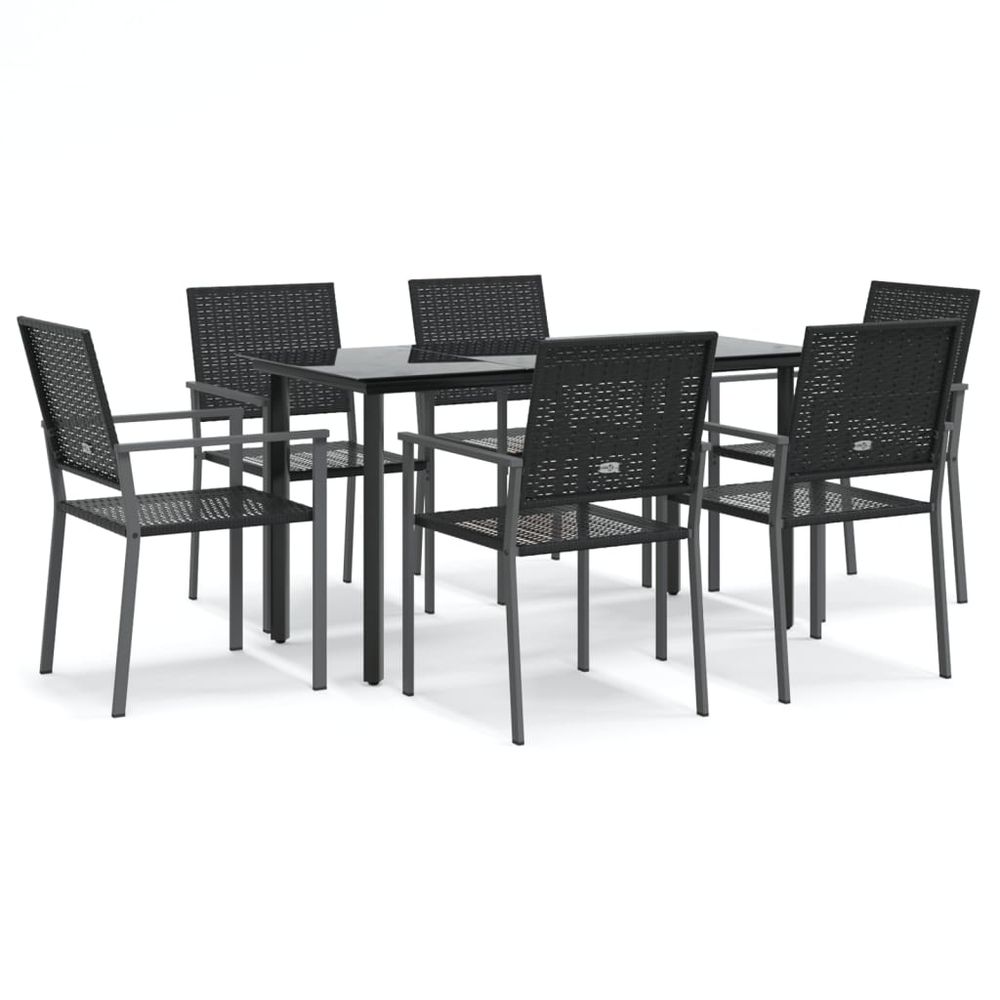 Ensemble à manger de jardin 7 pcs résine tressée acier