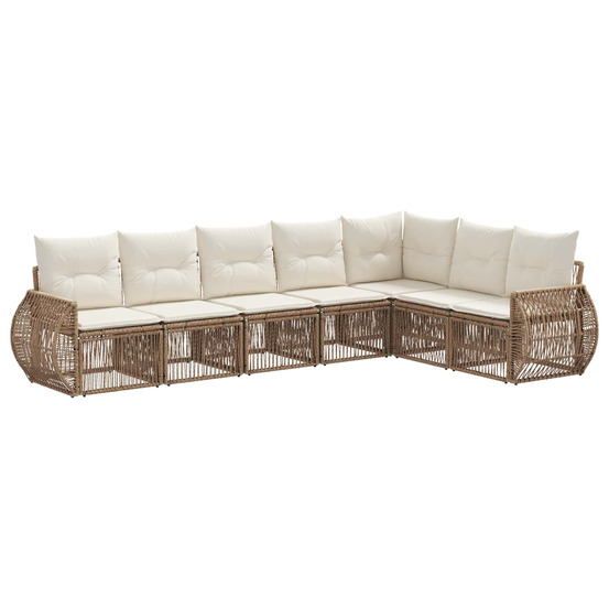 Ensemble de canapé de jardin 7 pcs beige et blanc crème