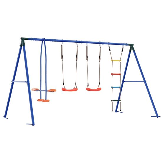 Ensemble de balançoires d'extérieur multicolore acier et pe