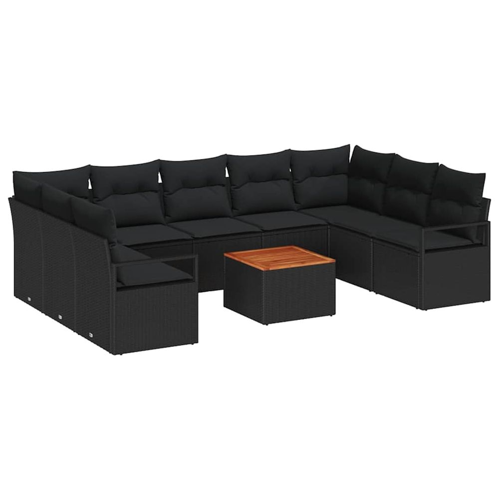 Ensemble de canapé de jardin 10 pc noir polyrotin