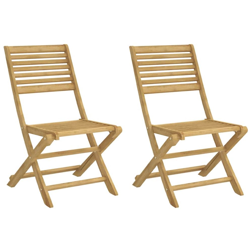 Chaises pliantes (lot de 2) 48,5 x 61,5 x 87 cm, bois massif d'acacia