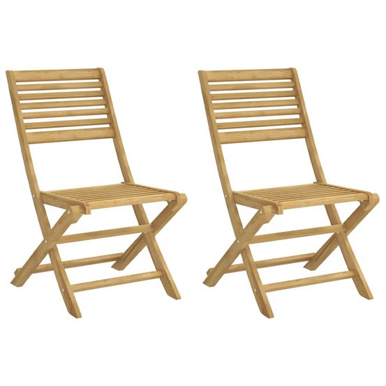 Chaises pliantes (lot de 2) 48,5 x 61,5 x 87 cm, bois massif d'acacia
