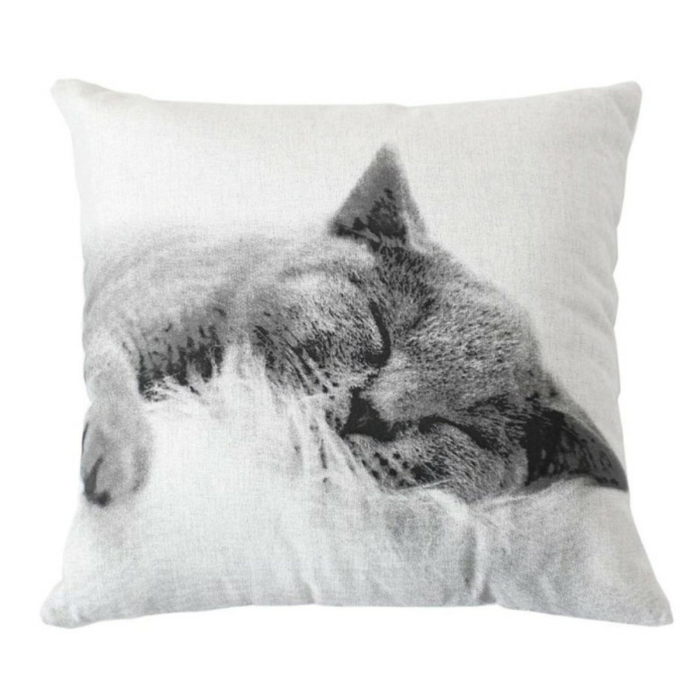 Coussin déco chat vickie 40x40cm écru