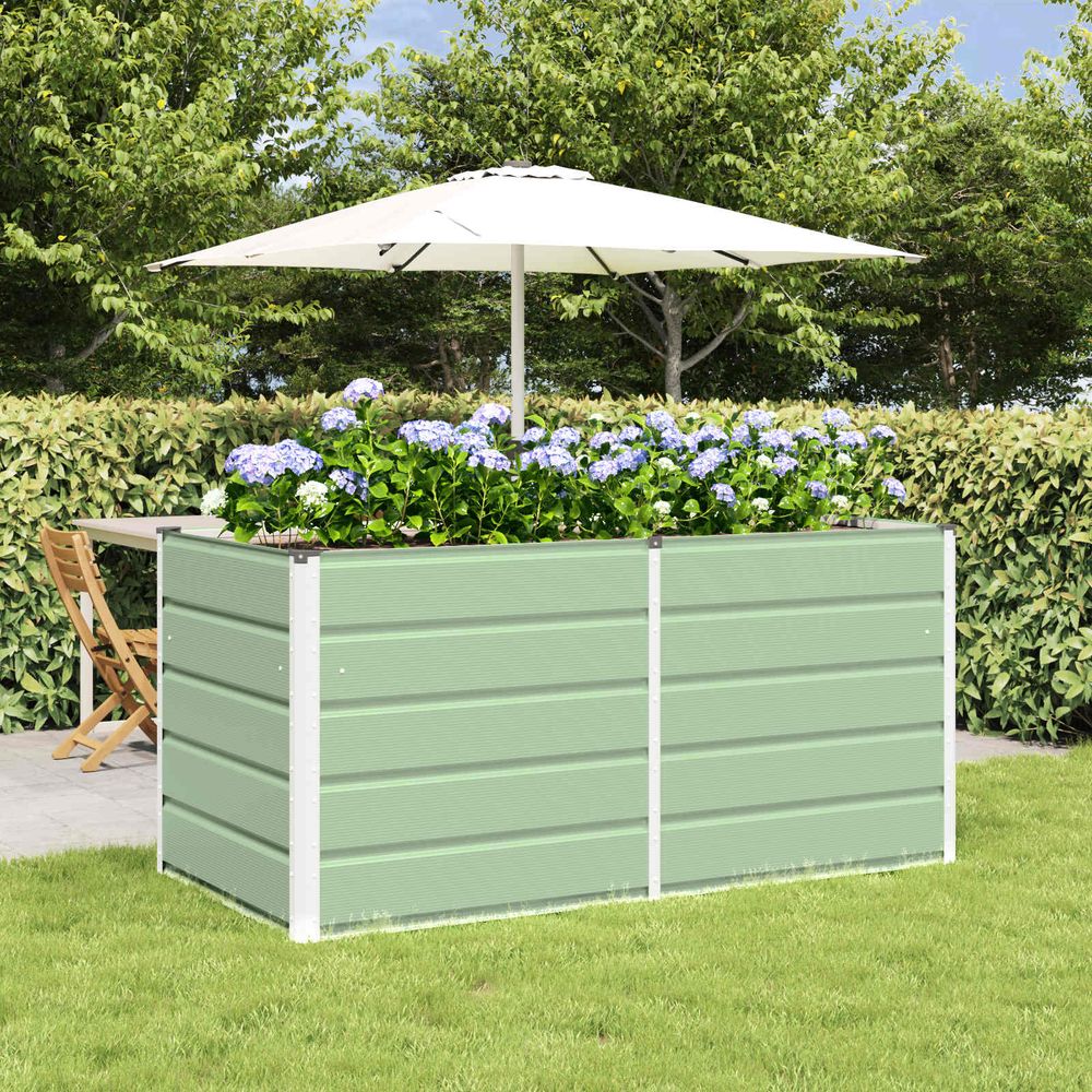 Carré potager surélevé acier vert 160x80x75 cm grand bac de culture jardin