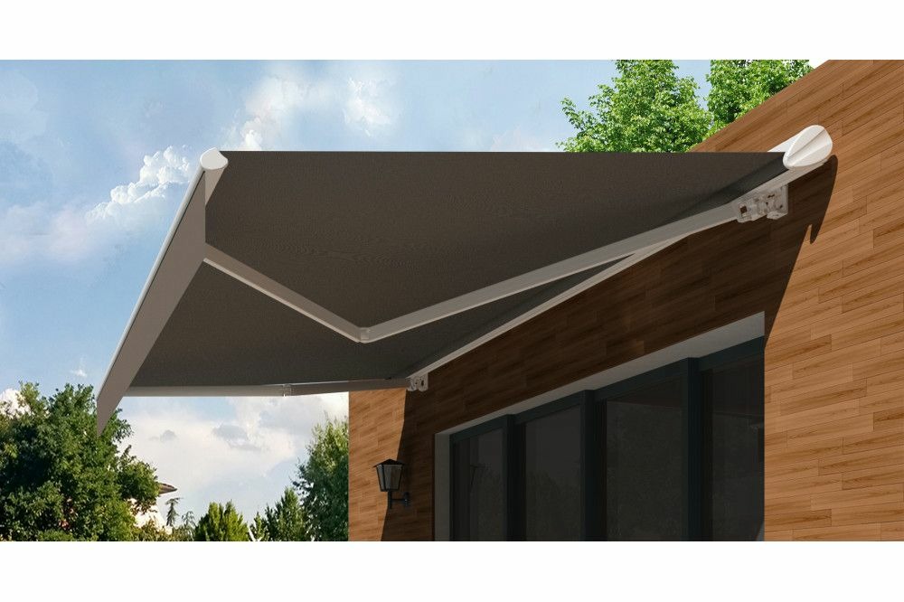 Store banne semi-coffre cover blanc 4x3m motorisé à télécommande - toile taupe