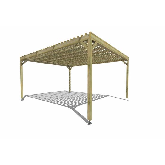 Pergola bois • 4m x 5m • indépendante • sens profondeur • lattage bois • livraison comprise