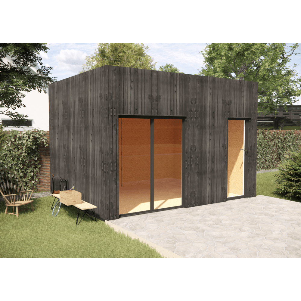 Studio de jardin 4 saisons en bois 4,4 x 3,5 x 3,2 m / isolation re2020 avec plancher isolé / menuiseries alu k-line