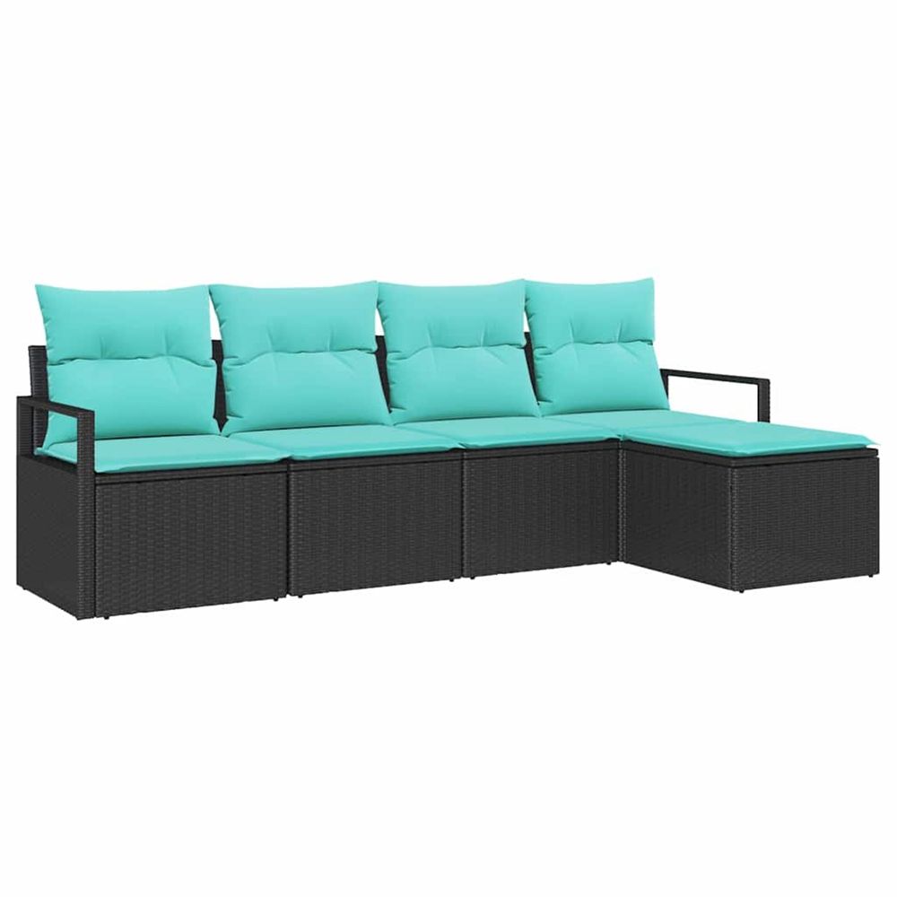 Ensemble de canapés 5 pc noir polyrotin
