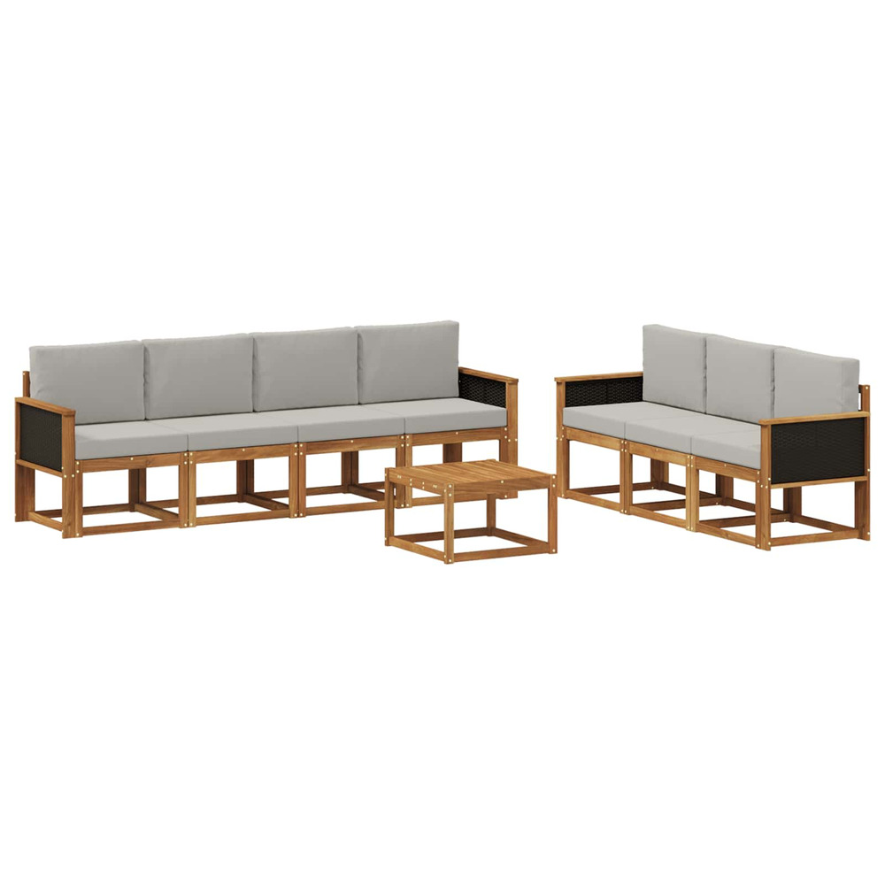 Ensemble de canapés d'extérieur 7 pcs naturel et gris clair