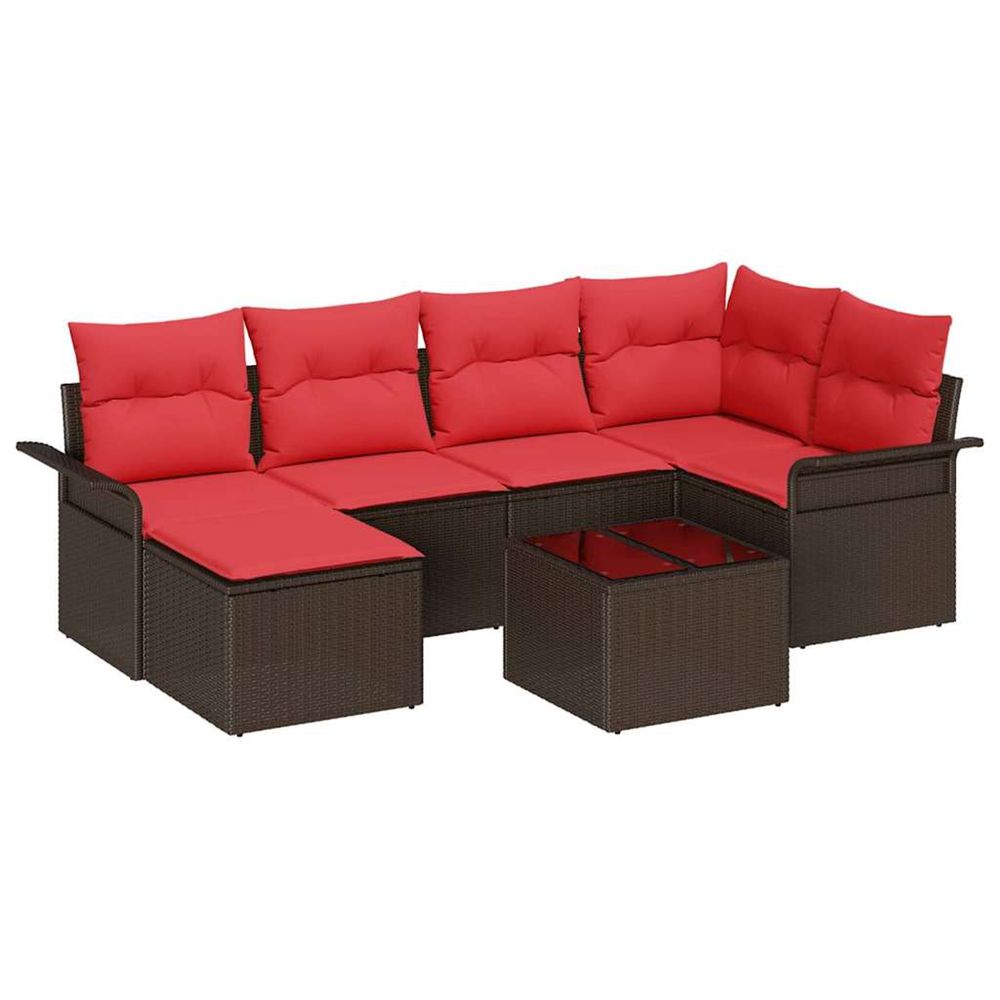 Ensemble de canapé de jardin 7 pc marron polyrotin
