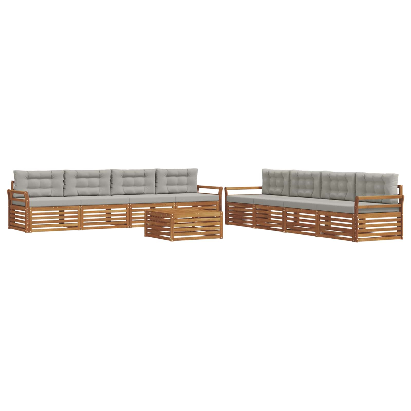 Ensemble de canapés d'extérieur 9 pcs gris naturel et clair