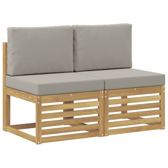 2 pièce sofa de milieu extérieur bois d'acacia massif blanc
