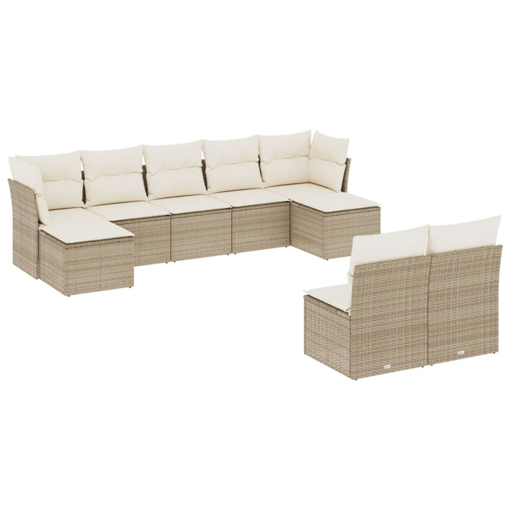 Salon de jardin avec coussins 9 pcs beige résine tressée