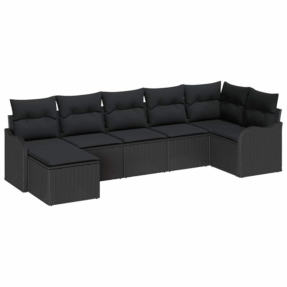 Ensemble de canapé de jardin 7 pc noir polyrotin