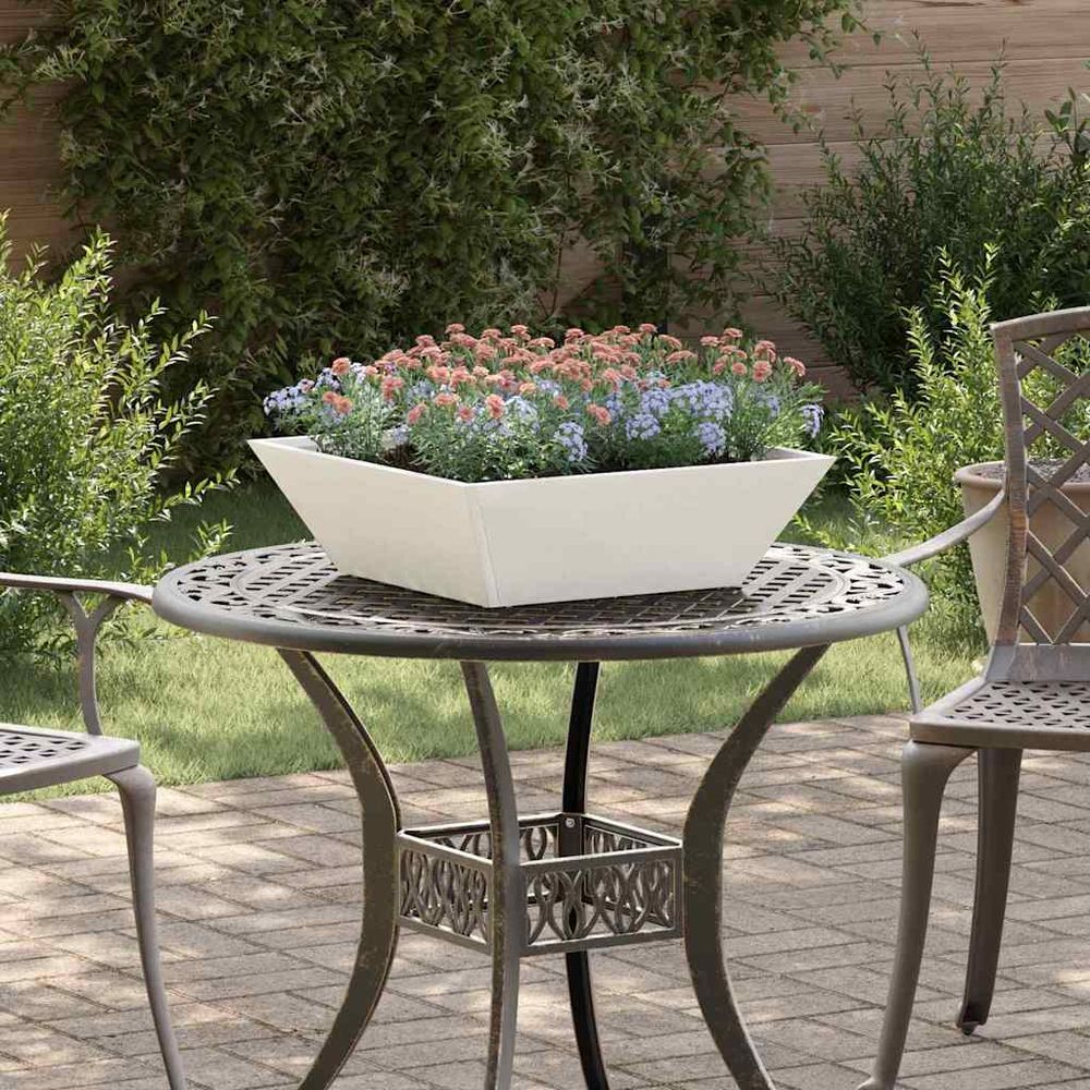 Jardinière bol en acier pour jardin et terrasse blanc 50 cm