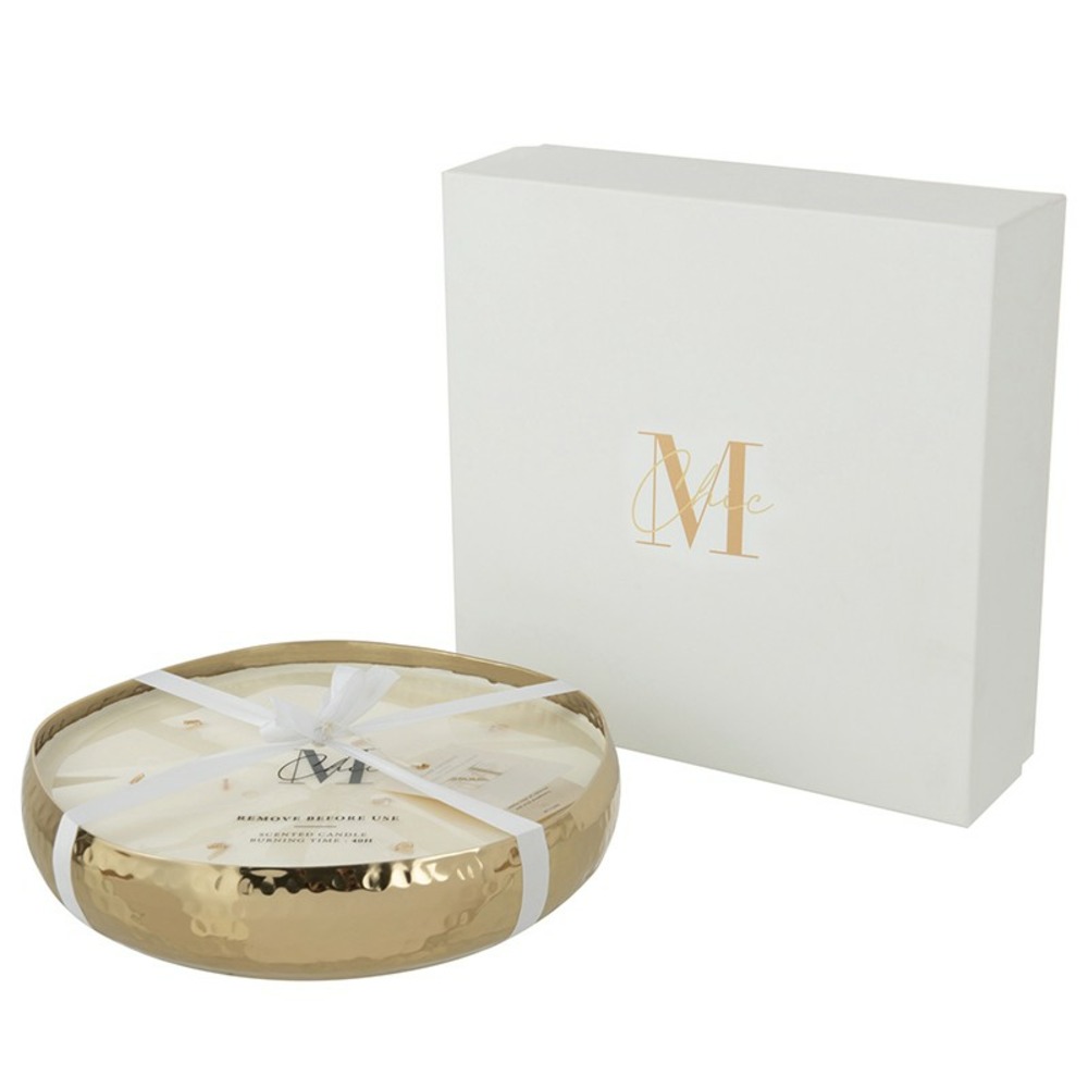 Bougie parfumée dans pot en verre doré 28.5x28.5x6 cm