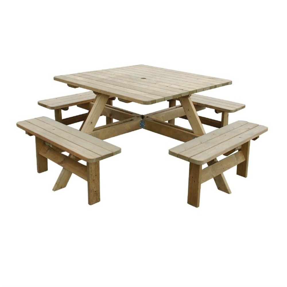 Table de pique-nique en bois carrée - rowlinson