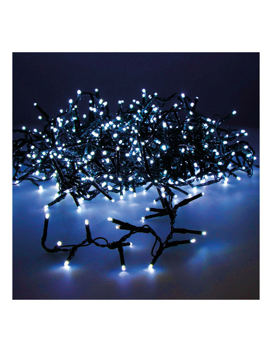 Guirlande led compacte clignotante vert-bleu 16m 500 leds cable vert