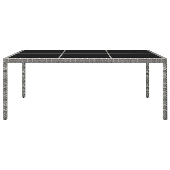 Table à manger d'extérieur gris 200x150x74 cm résine tressée
