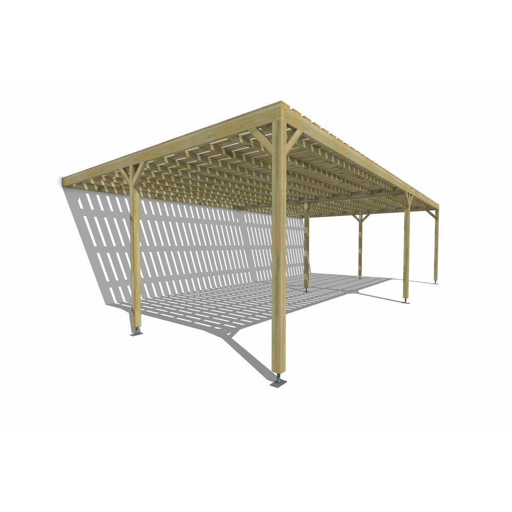 Pergola bois • 9m x 5m • adossée • sens largeur • platelage bois • livraison comprise