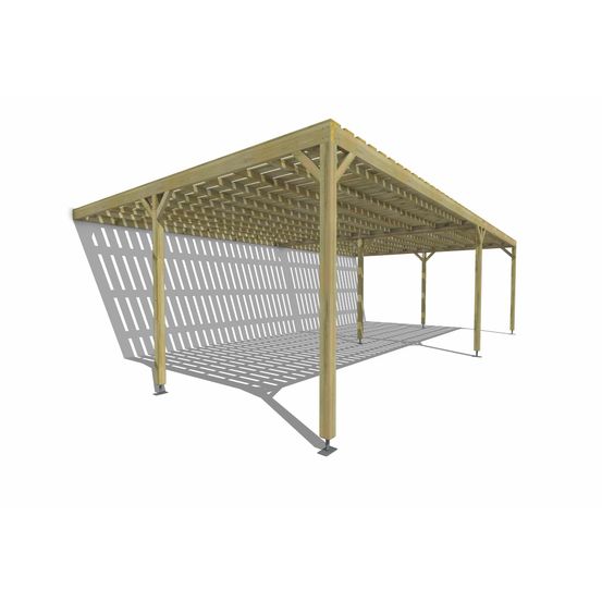 Pergola bois • 9m x 5m • adossée • sens largeur • platelage bois • livraison comprise