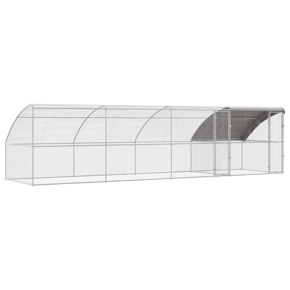 Cage à poules 4 pc argenté 800 x 200 x 200 cm acier et pe