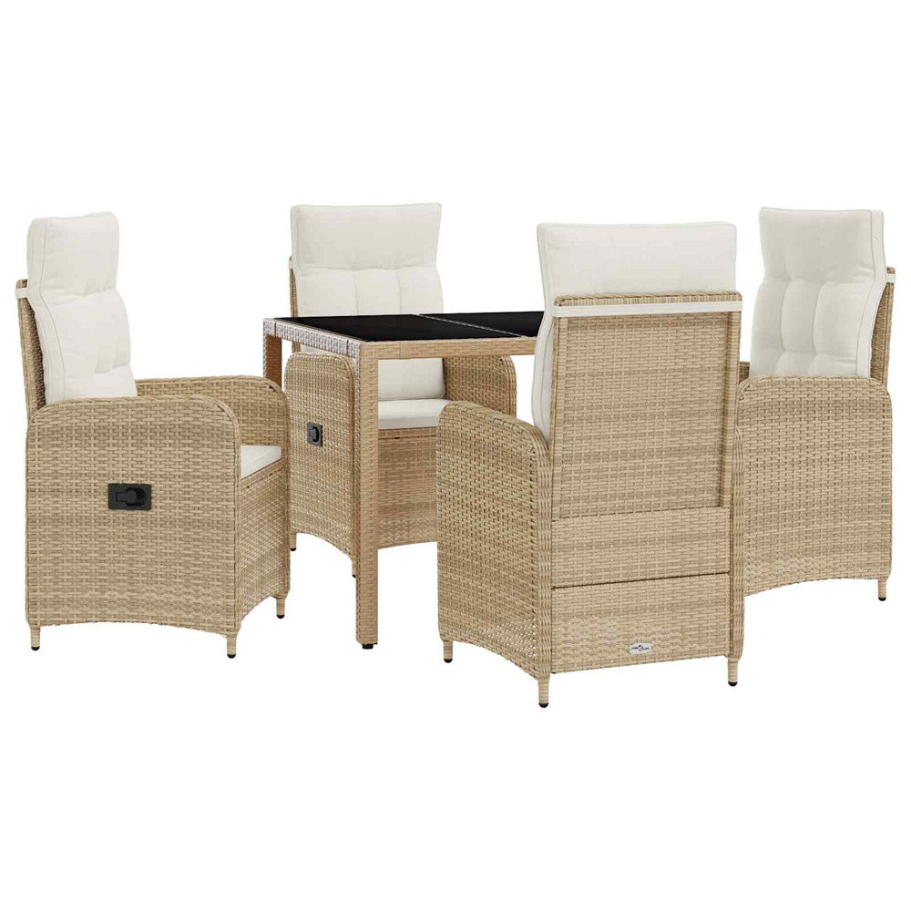 Ensemble de repas extérieur 5 pcs beige et blanc crème