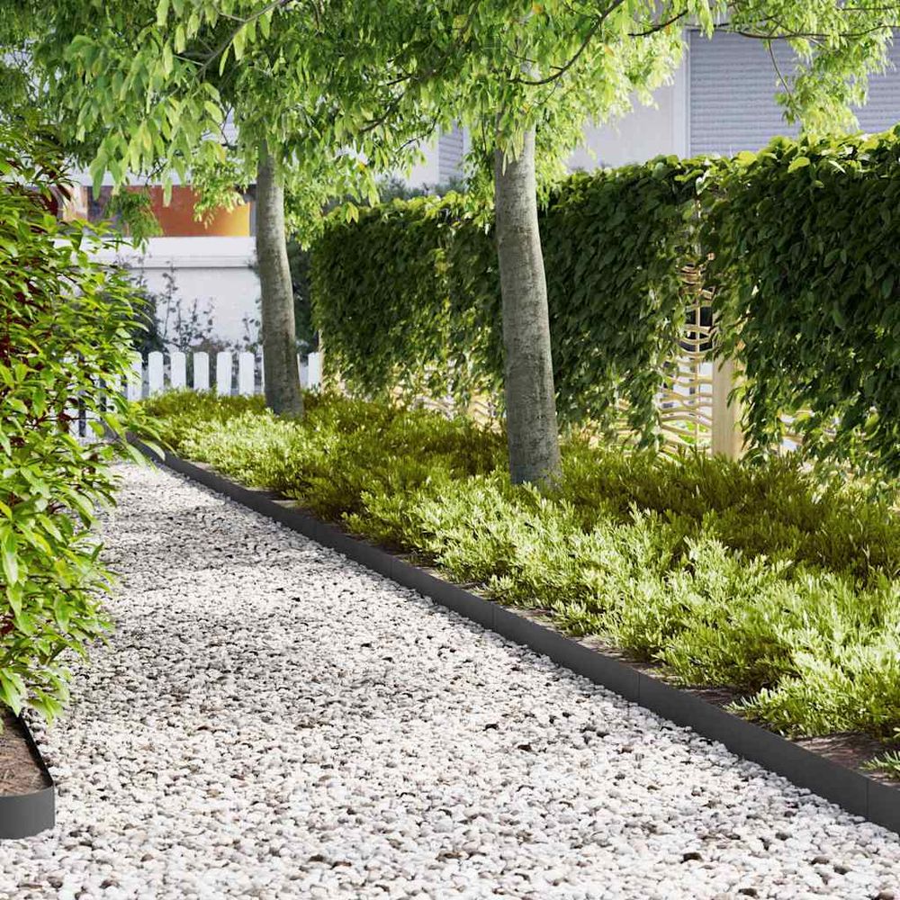 Bordure pelouse acier laminé jardin terrasse délimitation nette 10pcs 100x15cm noir