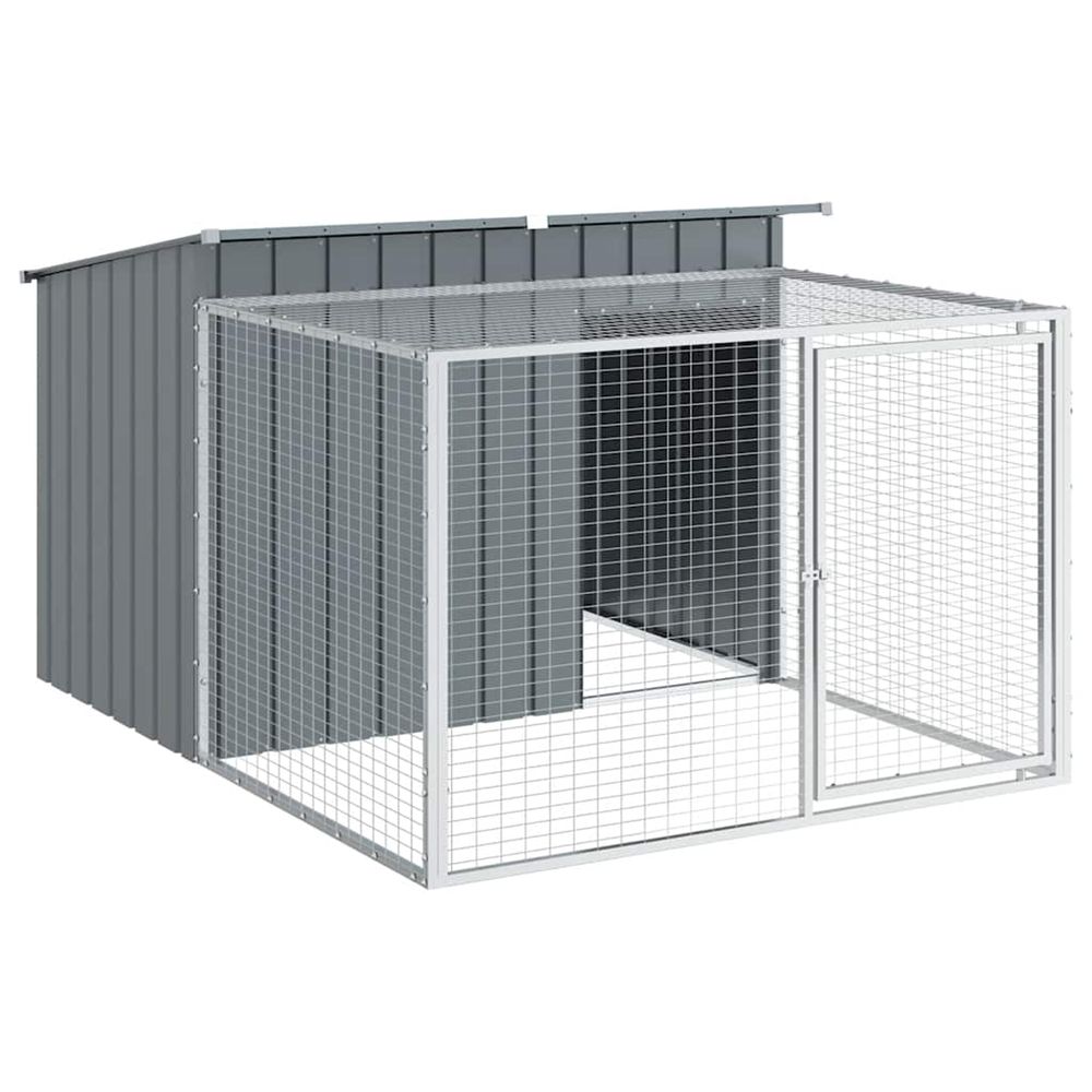 Niche pour chien avec enclos anthracite 153 x 194 x 110 cm acier galvanisé