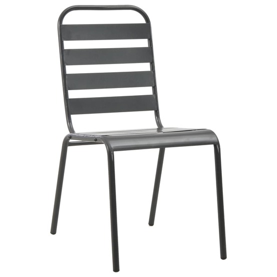 Chaises d'extérieur lot de 4 design à lattes acier gris foncé